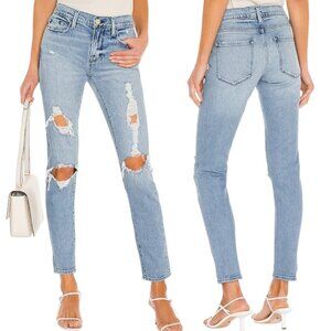 FRAME Le Garcon Distressed Boyfriend Jeans Beldon Rips Blue Size 26 (30 Inseam)